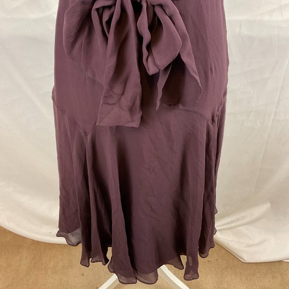 Ted Baker Dress 2 US 6 Dark Purple Sleeveless V-Neck Empire Tie Waist - Picture 11 of 12